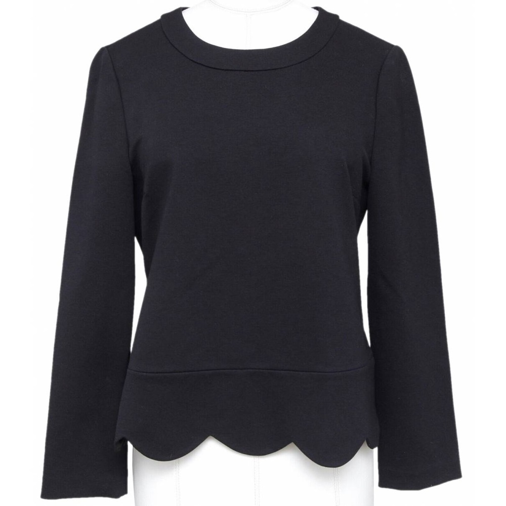 Kate Spade New York Black Scalloped Hem Blouse